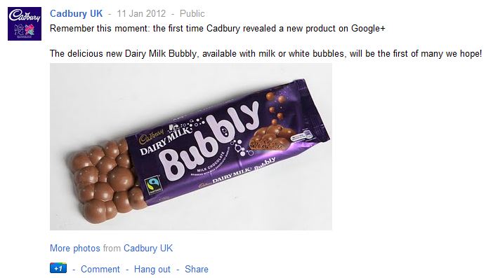 Chocolate bar launched on Google+