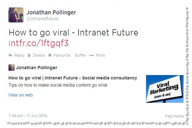 Example of a Twitter Card - intranetfuture.com