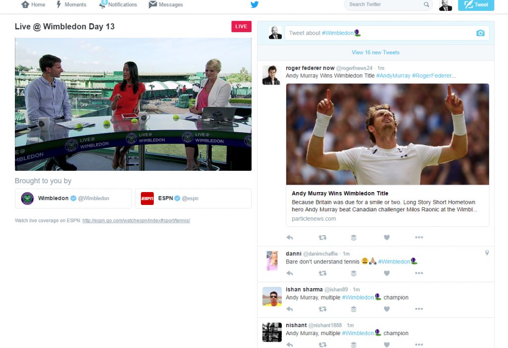Wimbledon Live Streaming on Twitter